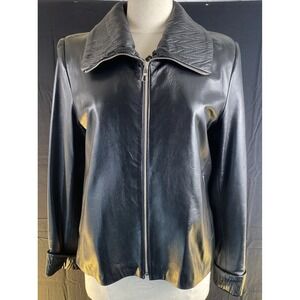 TALK OF THE‎ WALK Atlantic City Black Leather Jacket Buttery Soft-100% Leather M